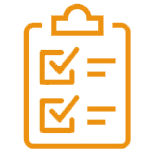 orange logo of a checklist